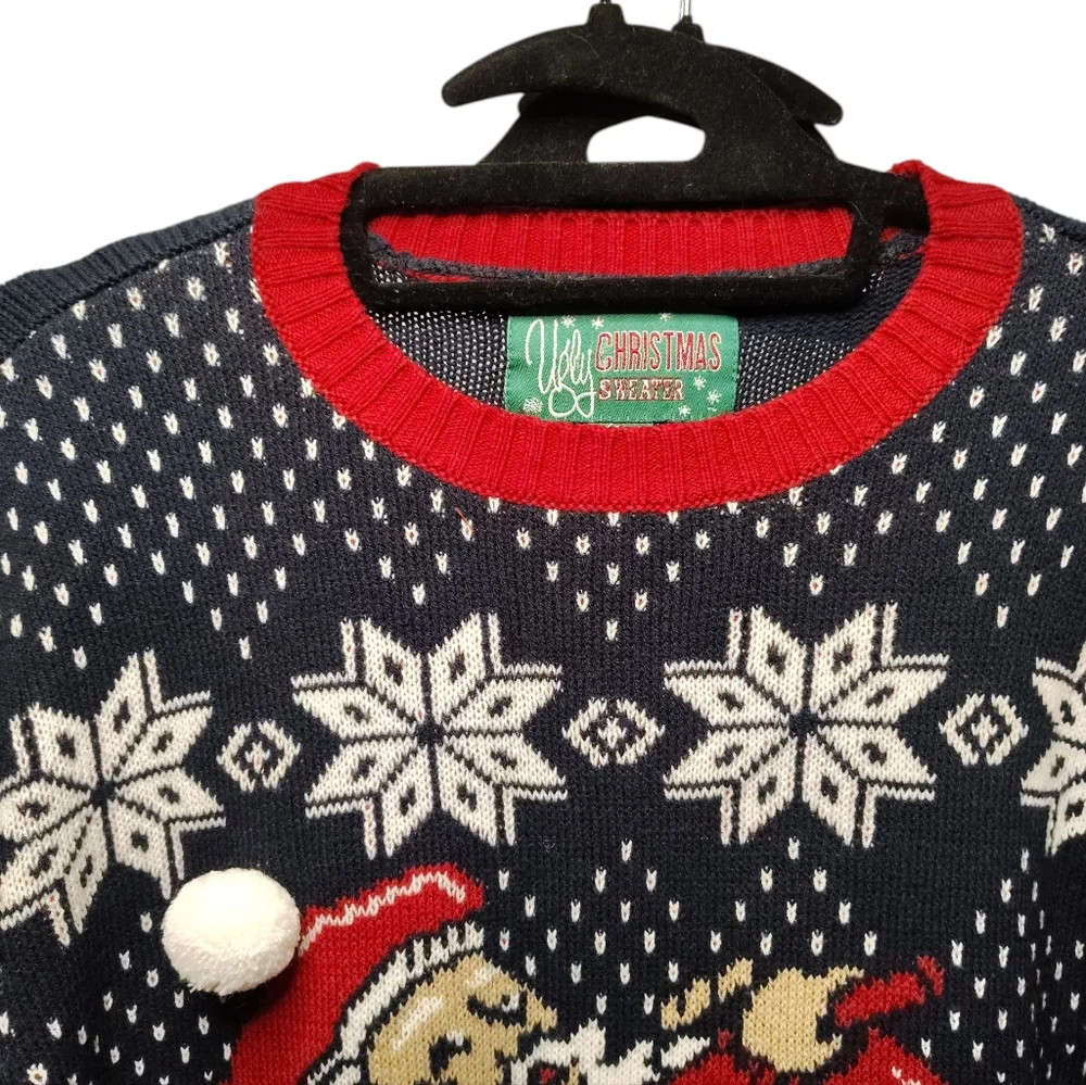 Ugly Christmas Sweater Golfing Santa Men's Pullover Size M Holiday Festive EUC